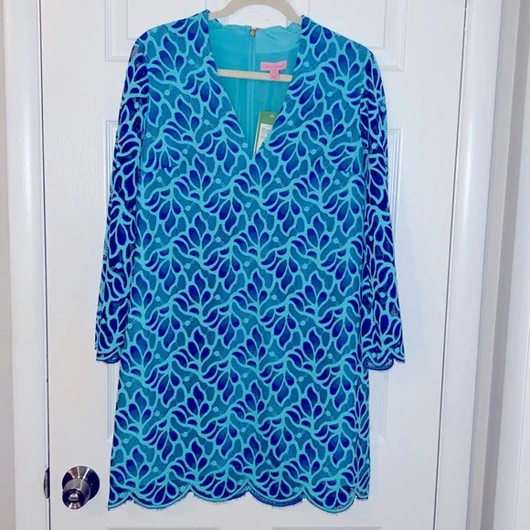 lilly pulitzer blue lace dress NWT LILLY PULITZER Size 2 White Aqua/Blue Lace Maxi Ladies Dress etc. Consignment Shoppe Winston Salem